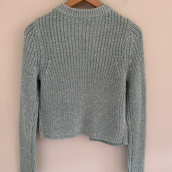 NEW Ann Taylor Studio Collection Shimmer Sequin Metallic Cardigan Aqua Mint XS - Picture 6 of 6